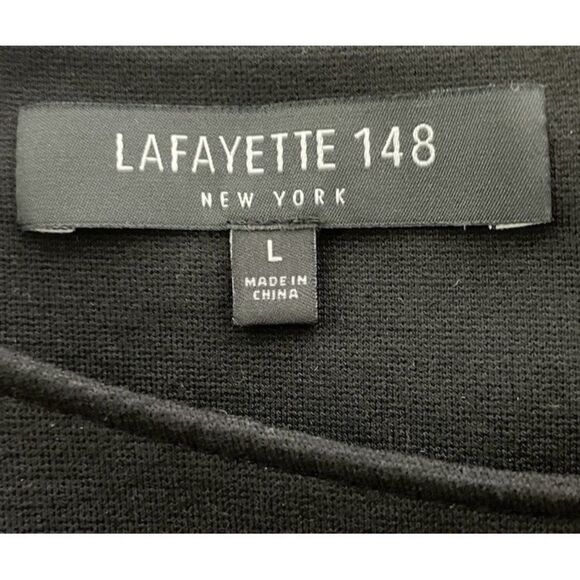 Lafayette 148 New York  Black Split-Sleeve Shift Dress Size Large - Picture 7 of 8
